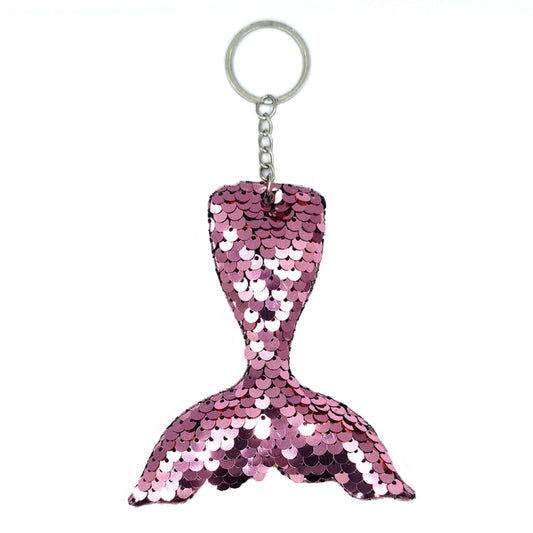 10 PCS Reflective Mermaid Keychain Sequins Mermaid Tail Accessories Car Luggage Pendant(Pink 3) by buy2fix
