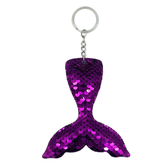 10 PCS Reflective Mermaid Keychain Sequins Mermaid Tail Accessories Car Luggage Pendant(Purple 31) by buy2fix