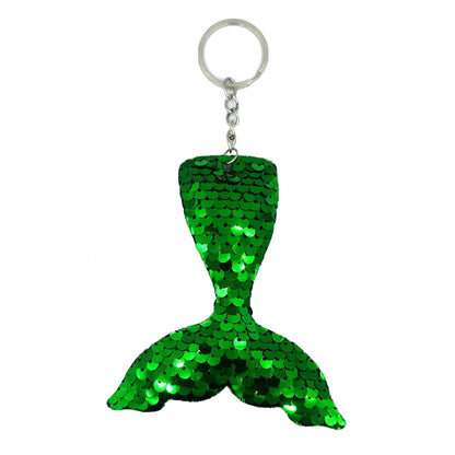10 PCS Reflective Mermaid Keychain Sequins Mermaid Tail Accessories Car Luggage Pendant(Green 46) by buy2fix
