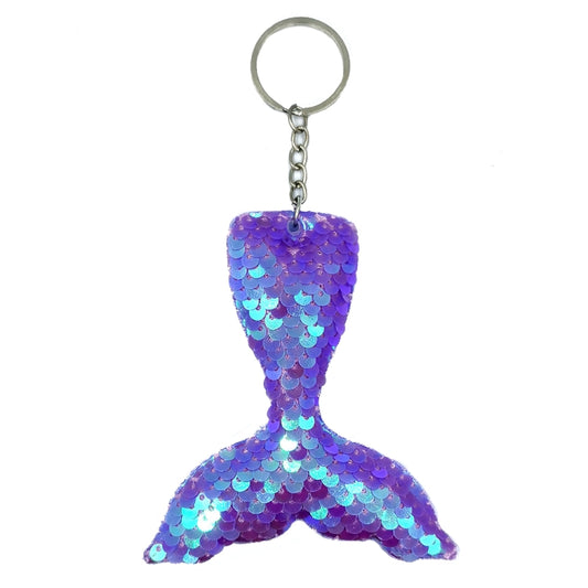 10 PCS Reflective Mermaid Keychain Sequins Mermaid Tail Accessories Car Luggage Pendant(AB Purple 60) by buy2fix