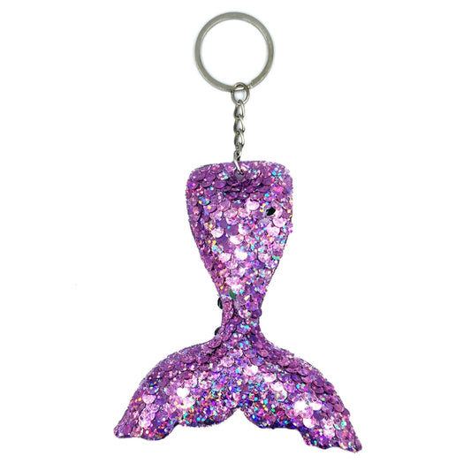 10 PCS Reflective Mermaid Keychain Sequins Mermaid Tail Accessories Car Luggage Pendant(Colorful Purple 61) by buy2fix