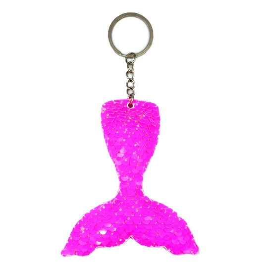 10 PCS Reflective Mermaid Keychain Sequins Mermaid Tail Accessories Car Luggage Pendant(Pink 59) by buy2fix