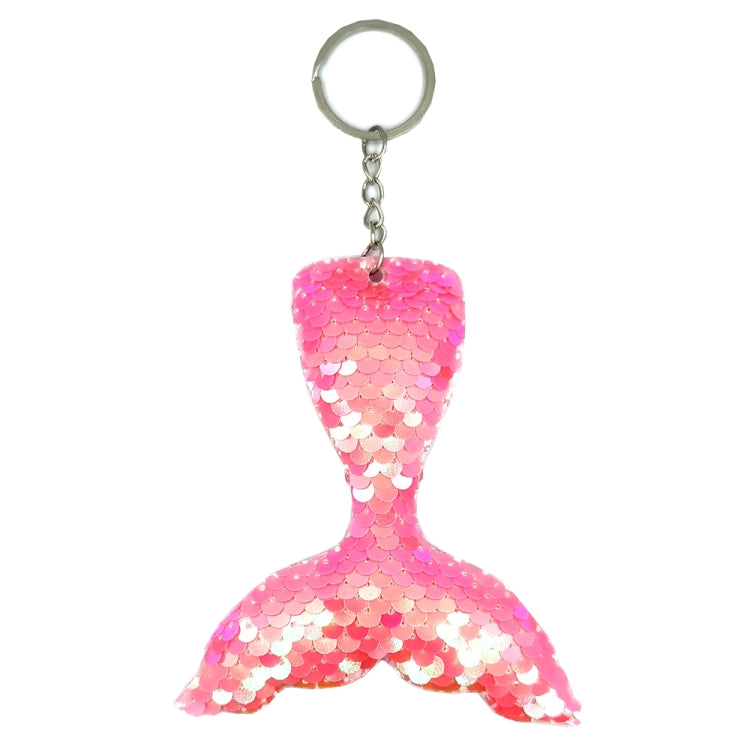 10 PCS Reflective Mermaid Keychain Sequins Mermaid Tail Accessories Car Luggage Pendant(AB Pink 48) by buy2fix