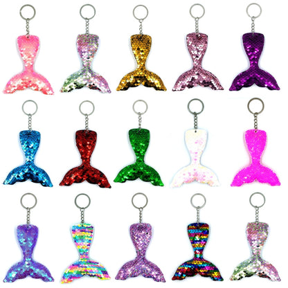 10 PCS Reflective Mermaid Keychain Sequins Mermaid Tail Accessories Car Luggage Pendant(Colorful 33) by buy2fix