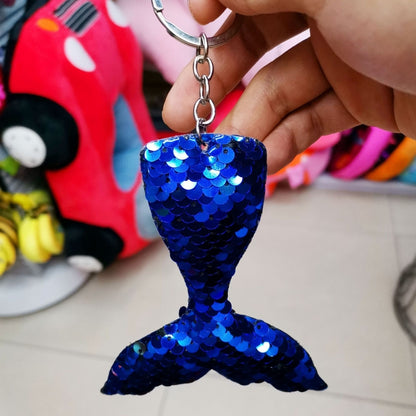 10 PCS Reflective Mermaid Keychain Sequins Mermaid Tail Accessories Car Luggage Pendant(AB Colorful 16) by buy2fix