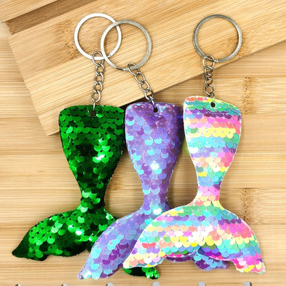 10 PCS Reflective Mermaid Keychain Sequins Mermaid Tail Accessories Car Luggage Pendant(Colorful 47) by buy2fix