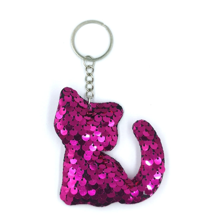 10 PCS PET Sequins Reflective Cat Keychain Bag Car Pendant, Colour: Rose Red 11 by buy2fix