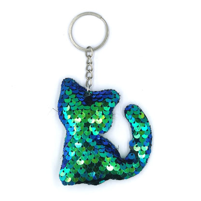 10 PCS PET Sequins Reflective Cat Keychain Bag Car Pendant, Colour: Green 4 by buy2fix