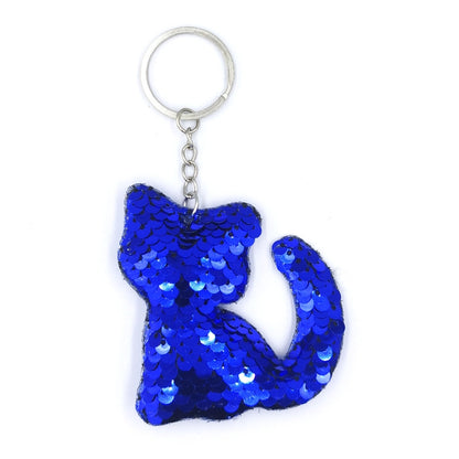 10 PCS PET Sequins Reflective Cat Keychain Bag Car Pendant, Colour: Royal Blue by buy2fix