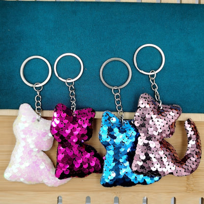 10 PCS PET Sequins Reflective Cat Keychain Bag Car Pendant, Colour: Royal Blue by buy2fix
