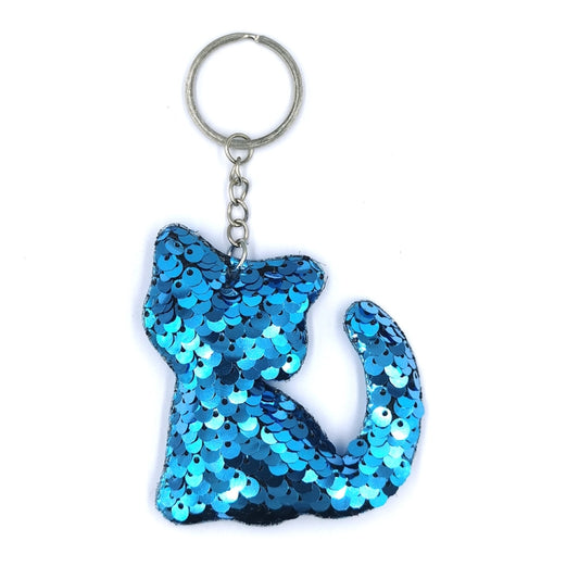 10 PCS PET Sequins Reflective Cat Keychain Bag Car Pendant, Colour: Sky Blue by buy2fix