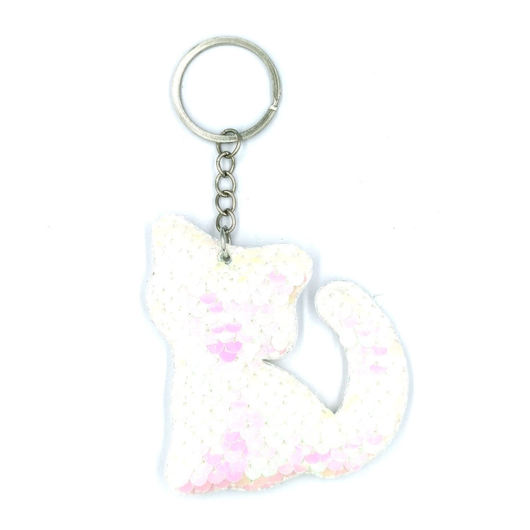 10 PCS PET Sequins Reflective Cat Keychain Bag Car Pendant, Colour: White Colorful by buy2fix