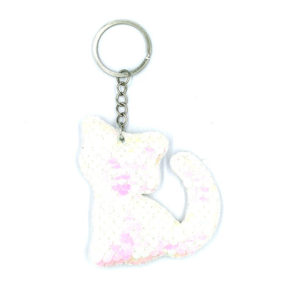 10 PCS PET Sequins Reflective Cat Keychain Bag Car Pendant, Colour: White Colorful by buy2fix