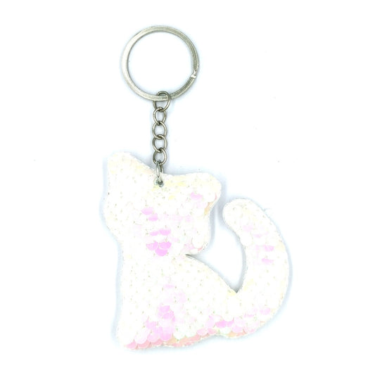 10 PCS PET Sequins Reflective Cat Keychain Bag Car Pendant, Colour: White Colorful by buy2fix