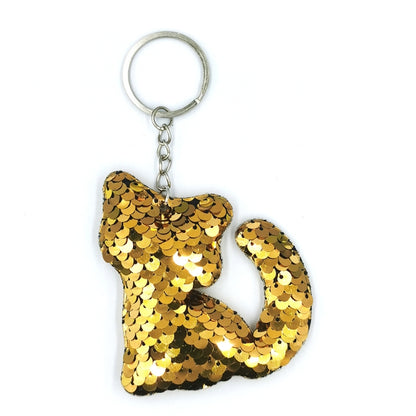 10 PCS PET Sequins Reflective Cat Keychain Bag Car Pendant, Colour: Gold by buy2fix