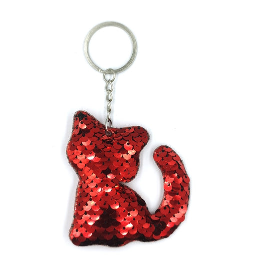 10 PCS PET Sequins Reflective Cat Keychain Bag Car Pendant, Colour: Red by buy2fix