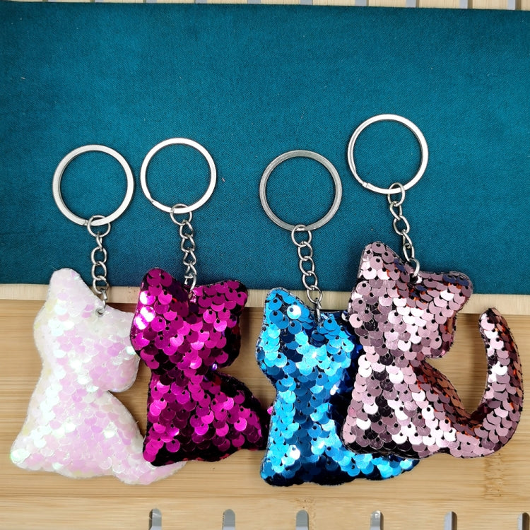 10 PCS PET Sequins Reflective Cat Keychain Bag Car Pendant, Colour: Red by buy2fix