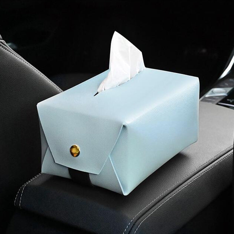 2 PCS Car Leather Tissue Box Home Paper Towel Storage Box(Light Blue) by buy2fix