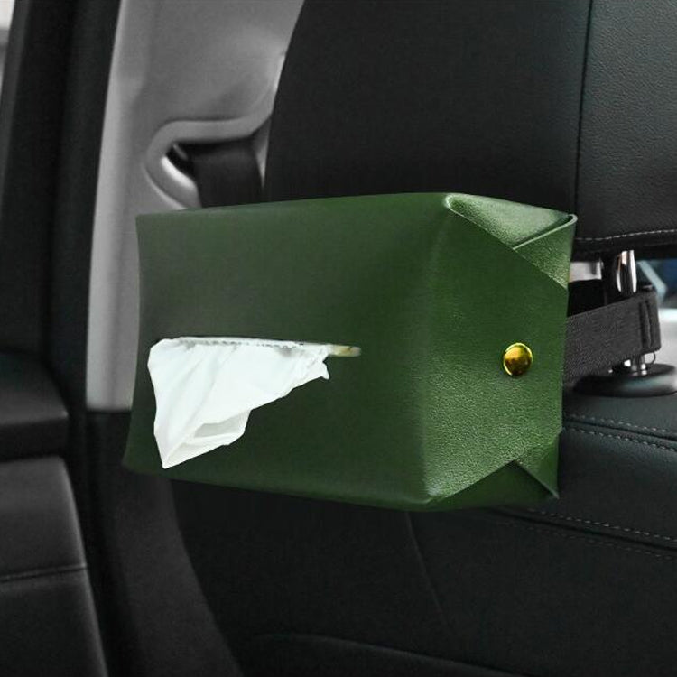 2 PCS Car Leather Tissue Box Home Paper Towel Storage Box(Army Green) by buy2fix