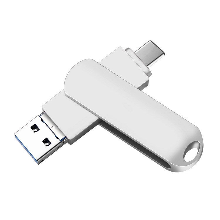 16GB USB 3.0 + 8 Pin + USB-C / Type-C 3 in 1 Phone Computer Rotatable Metal U-Disk by buy2fix