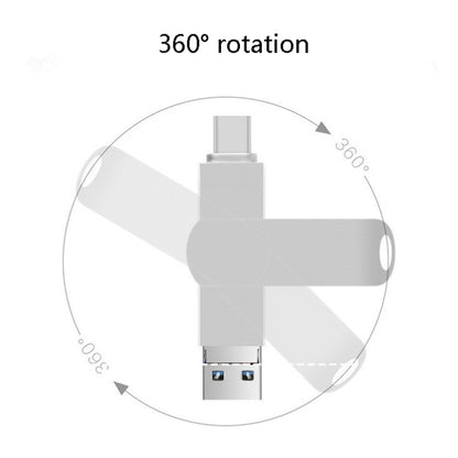 16GB USB 3.0 + 8 Pin + USB-C / Type-C 3 in 1 Phone Computer Rotatable Metal U-Disk by buy2fix
