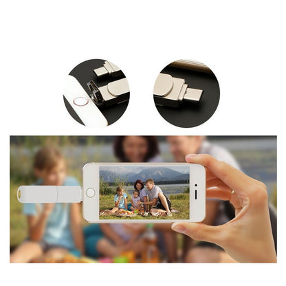 64GB USB 3.0 + 8 Pin + USB-C / Type-C 3 in 1 Phone Computer Rotatable Metal U-Disk by buy2fix