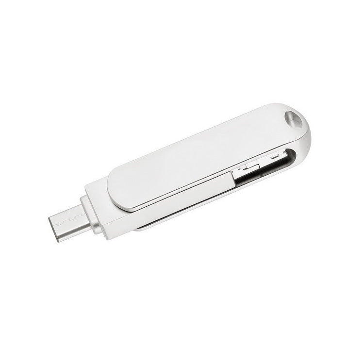 256GB USB 3.0 + 8 Pin + USB-C / Type-C 3 in 1 Phone Computer Rotatable Metal U-Disk by buy2fix