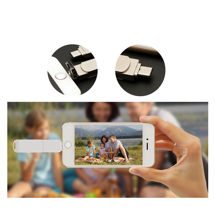 256GB USB 3.0 + 8 Pin + USB-C / Type-C 3 in 1 Phone Computer Rotatable Metal U-Disk by buy2fix