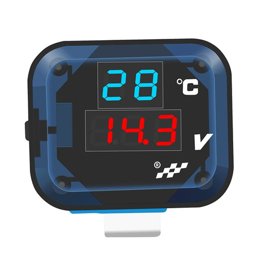 12-24V Motorcycle Modified Electronic Meter Voltage Temperature Table With USB Car Charger(Blue Red) - Electrical Instruments by buy2fix | Online Shopping UK | buy2fix