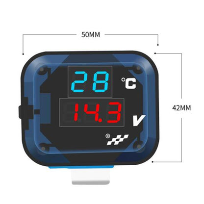 12-24V Motorcycle Modified Electronic Meter Voltage Temperature Table With USB Car Charger(Blue Red) - Electrical Instruments by buy2fix | Online Shopping UK | buy2fix