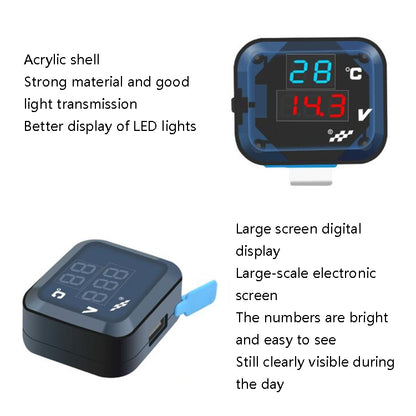 12-24V Motorcycle Modified Electronic Meter Voltage Temperature Table With USB Car Charger(Blue Red) - Electrical Instruments by buy2fix | Online Shopping UK | buy2fix