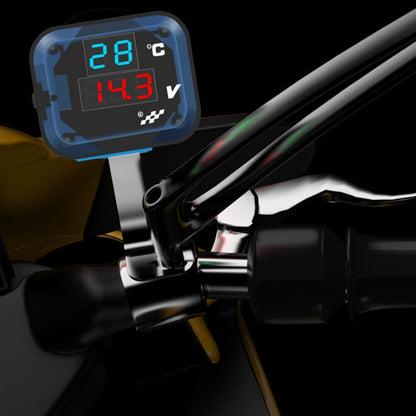 12-24V Motorcycle Modified Electronic Meter Voltage Temperature Table With USB Car Charger(Blue Red) - Electrical Instruments by buy2fix | Online Shopping UK | buy2fix