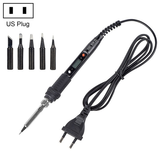 Metallic LCD Temperature Regulating Soldering Iron And Soldering Iron Tip Set Electric Soldering Iron Welding Tool(110V US Plug Black Head Black) by buy2fix
