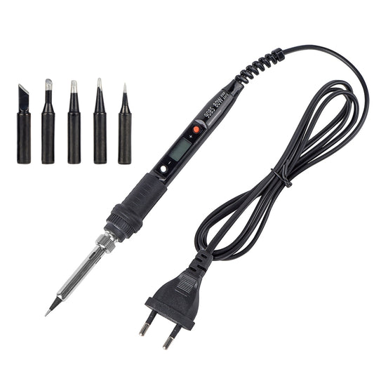 Metallic LCD Temperature Regulating Soldering Iron And Soldering Iron Tip Set Electric Soldering Iron Welding Tool(110V US Plug Black Head Black) by buy2fix