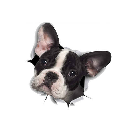 Autocollants de voiture 3D de personnalité chiot, 4 pièces, imperméable, bloc de carrosserie de voiture, autocollants de Simulation de rayures (grande oreille de chien)