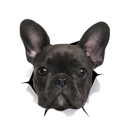 Autocollants de voiture 3D de personnalité chiot, 4 pièces, imperméable, bloc de carrosserie de voiture, autocollants de Simulation de rayures (chien noir)