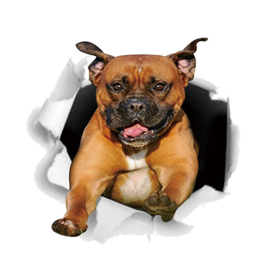 Autocollants de voiture 3D de personnalité chiot, 4 pièces, imperméable, bloc de carrosserie de voiture, autocollants de simulation de rayures (chien jaune)
