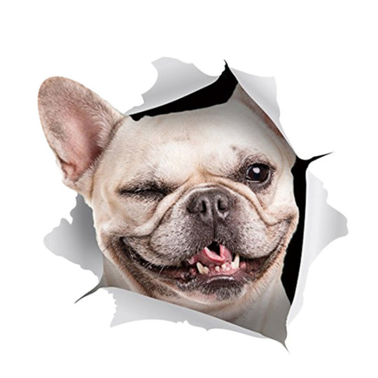 Autocollants de voiture 3D de personnalité chiot, 4 pièces, imperméable, bloc de carrosserie de voiture, autocollants de Simulation de rayures (chien blanc)