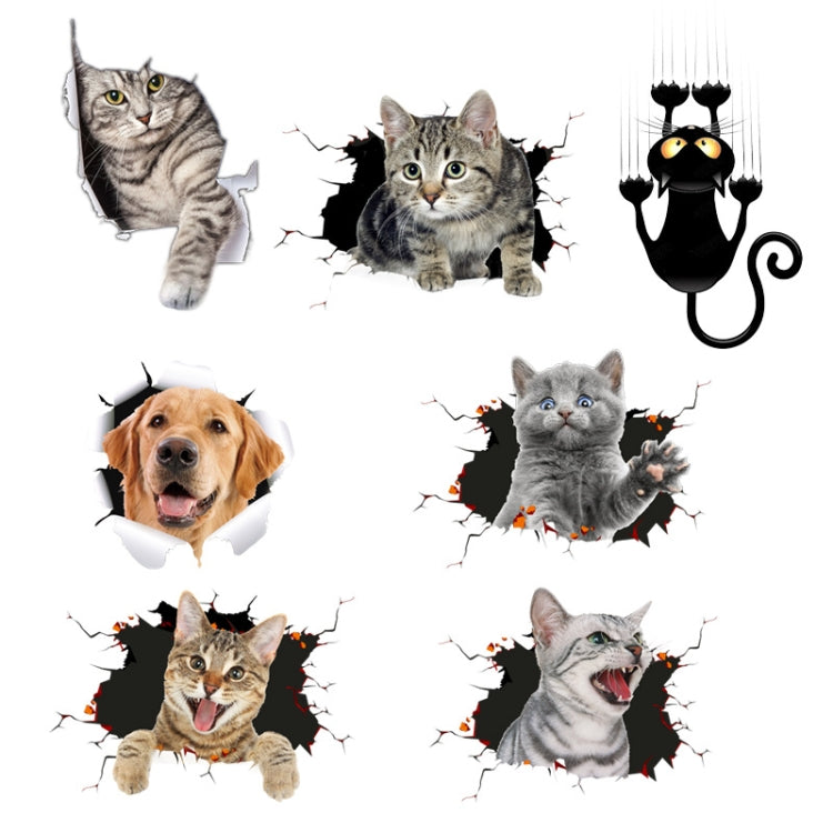 4 PCS 3D Simulation Animal Personality Car Stickers Glass Car Door Scratches Decorative Occlusion Stickers(Cat Style 4) by buy2fix