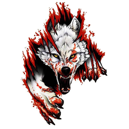 3D Realistic Wolf Head Hood Door Car Body Decoration Stickers Scratches Cover Waterproof Car Stickers(Wolf Head Left) - 3D Creative Stickers by buy2fix | Online Shopping UK | buy2fix