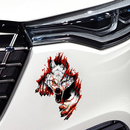 3D Realistic Wolf Head Hood Door Car Body Decoration Stickers Scratches Cover Waterproof Car Stickers(Wolf Head Left) - 3D Creative Stickers by buy2fix | Online Shopping UK | buy2fix