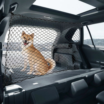 Car Pet Isolation Net Car Back Seat Dog Barrier Safety Net(120x70cm 4 Side Rubber Band) by buy2fix