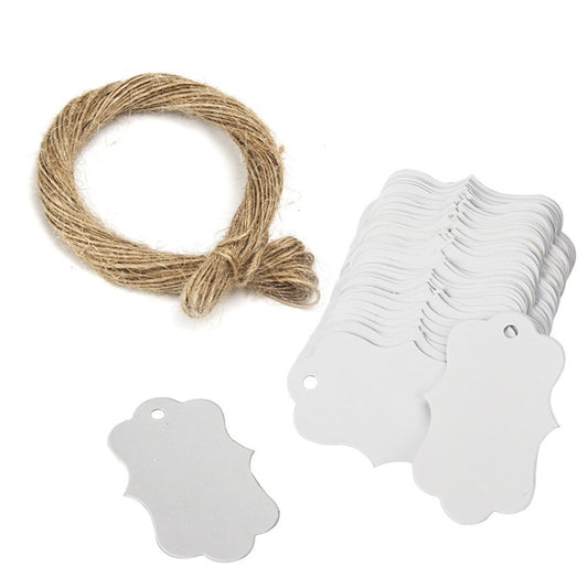 Gift Packaging Tag With Twine(100pcs /Pack White) - Gift Bags & Wrapping Supplies by buy2fix | Online Shopping UK | buy2fix
