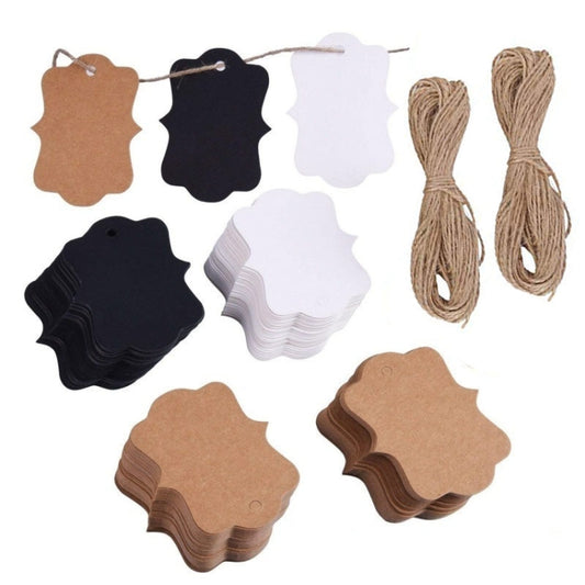Gift Packaging Tag With Twine(100pcs /Pack Black) - Gift Bags & Wrapping Supplies by buy2fix | Online Shopping UK | buy2fix