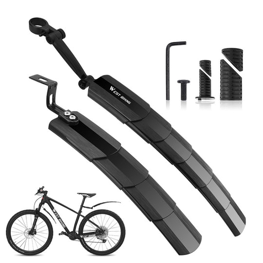 Garde-boue pliables rétractables pour vélo de montagne WEST BIKING (noir)
