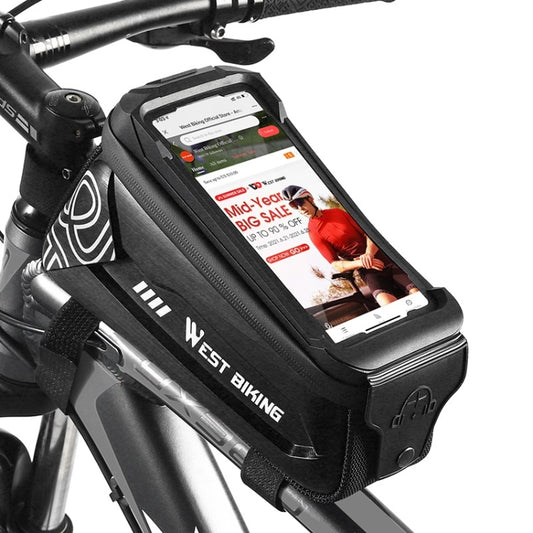WEST BIKING 2.5L Bicycle Front Beam Mobile Phone Touch Screen Hard Shell Bag(Black) by WEST BIKING