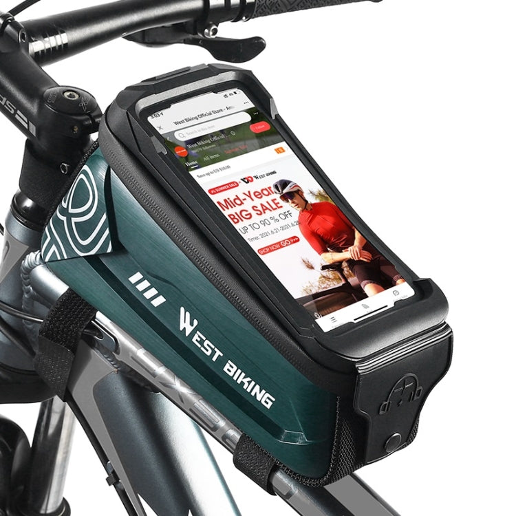 WEST BIKING 2.5L Bicycle Front Beam Mobile Phone Touch Screen Hard Shell Bag(Dark Green) by WEST BIKING