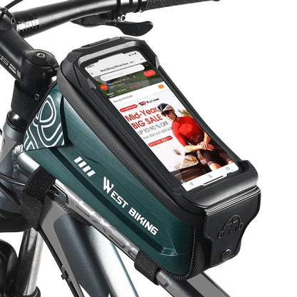 WEST BIKING 2.5L Bicycle Front Beam Mobile Phone Touch Screen Hard Shell Bag(Dark Green) by WEST BIKING