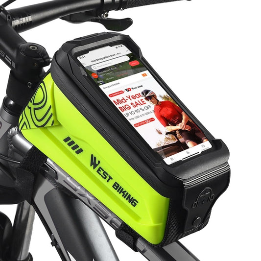WEST BIKING 2.5L Bicycle Front Beam Mobile Phone Touch Screen Hard Shell Bag(Fluorescent Yellow) by WEST BIKING
