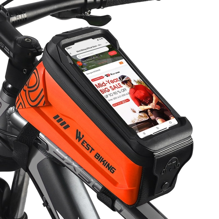 WEST BIKING 2.5L Bicycle Front Beam Mobile Phone Touch Screen Hard Shell Bag(Orange) by WEST BIKING